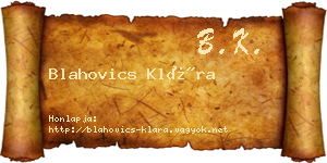 Blahovics Klára névjegykártya